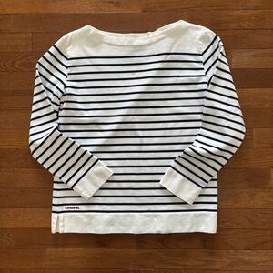 Lauren Ralph Lauren White Boatneck Top with Navy Striped and Classic Logo